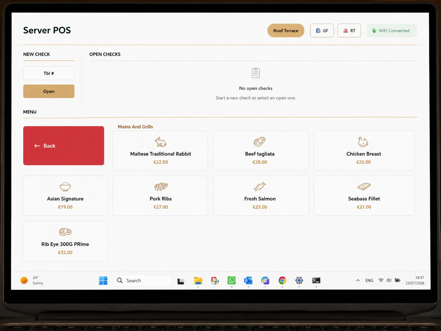 Cost Navigator Pro POS menu